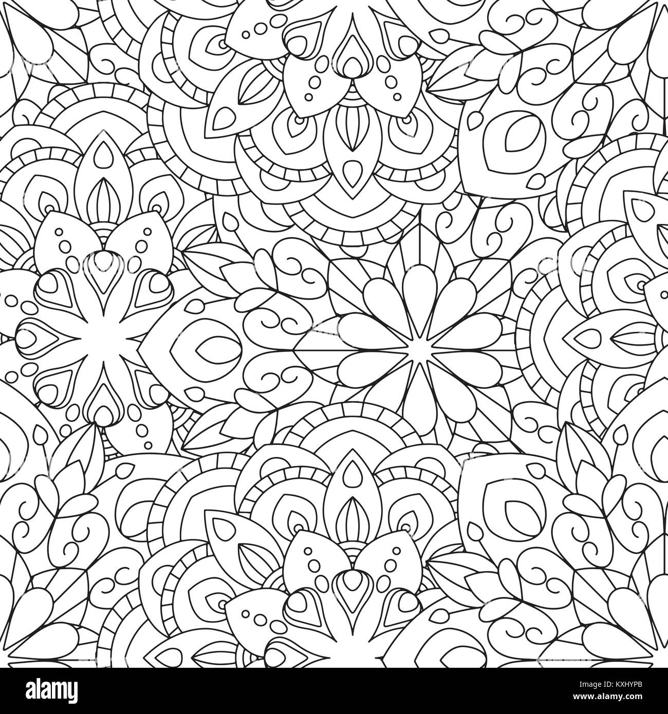Doodles Mandalas Seamless Pattern Background Stock Vector