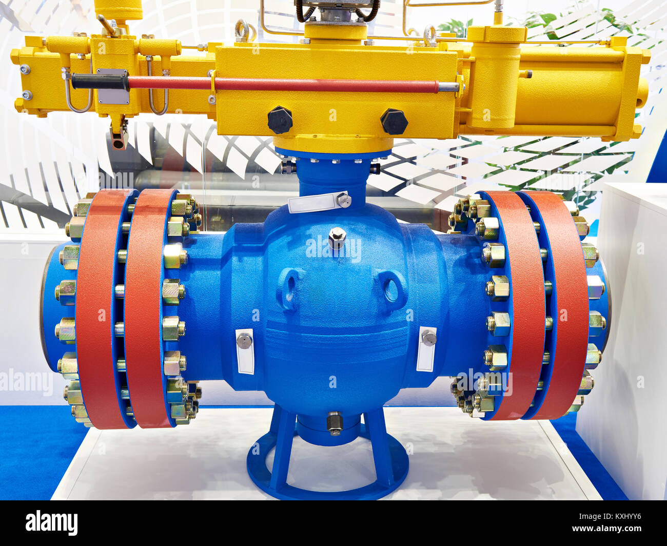 Ball valve for oil and gas industry at the exhibition Stock Photo