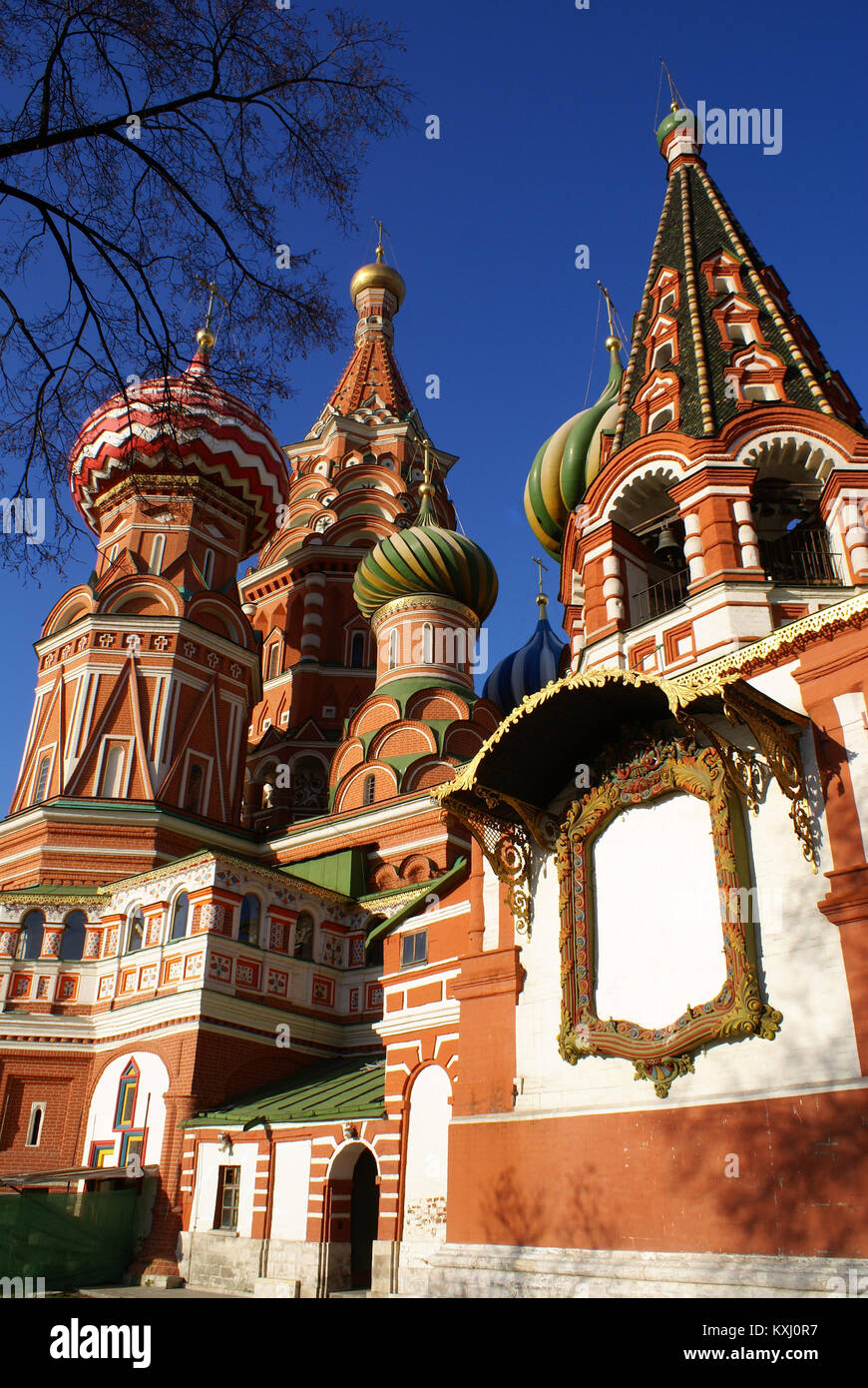 Tree and St.Basil's cathedrale on the Red Square in Moscow Stock Photo ...