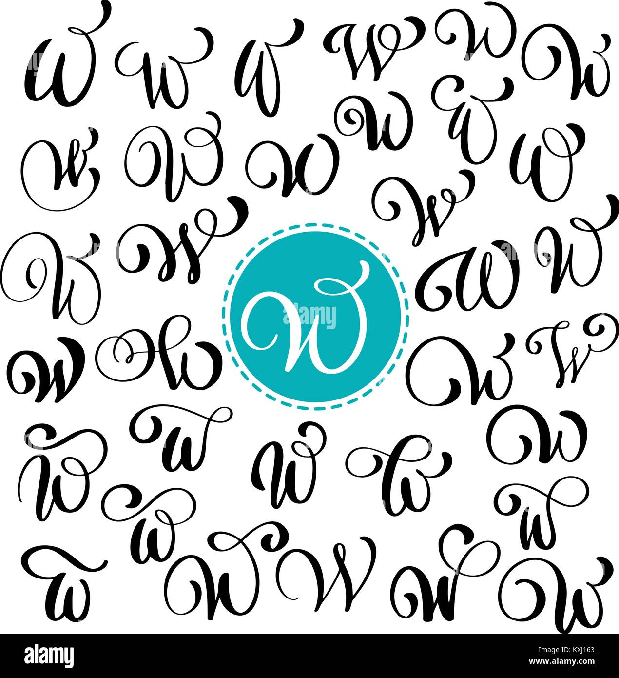 Set of Hand drawn vector calligraphy letter W. Script font. Isolated letters  written with ink. Handwritten brush style. Hand lettering for logos  packaging design poster Stock Vector Image & Art - Alamy