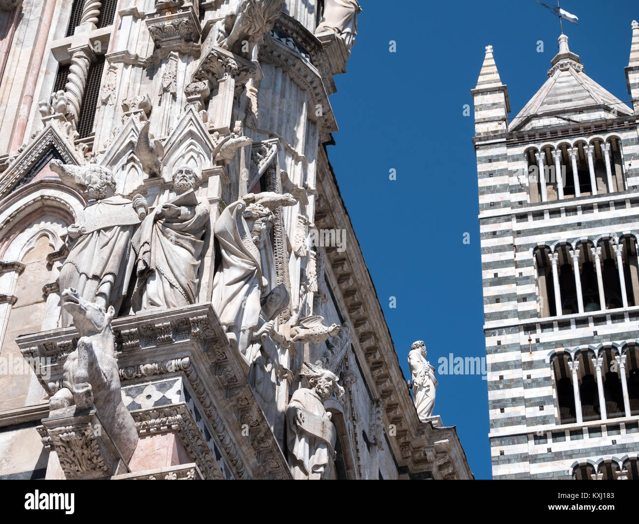 Details of the west facade of the Siena Cathedral Stock Photo