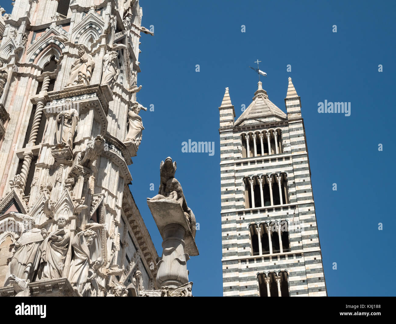 West facade and bell tower of Siena Cathedral Stock Photo