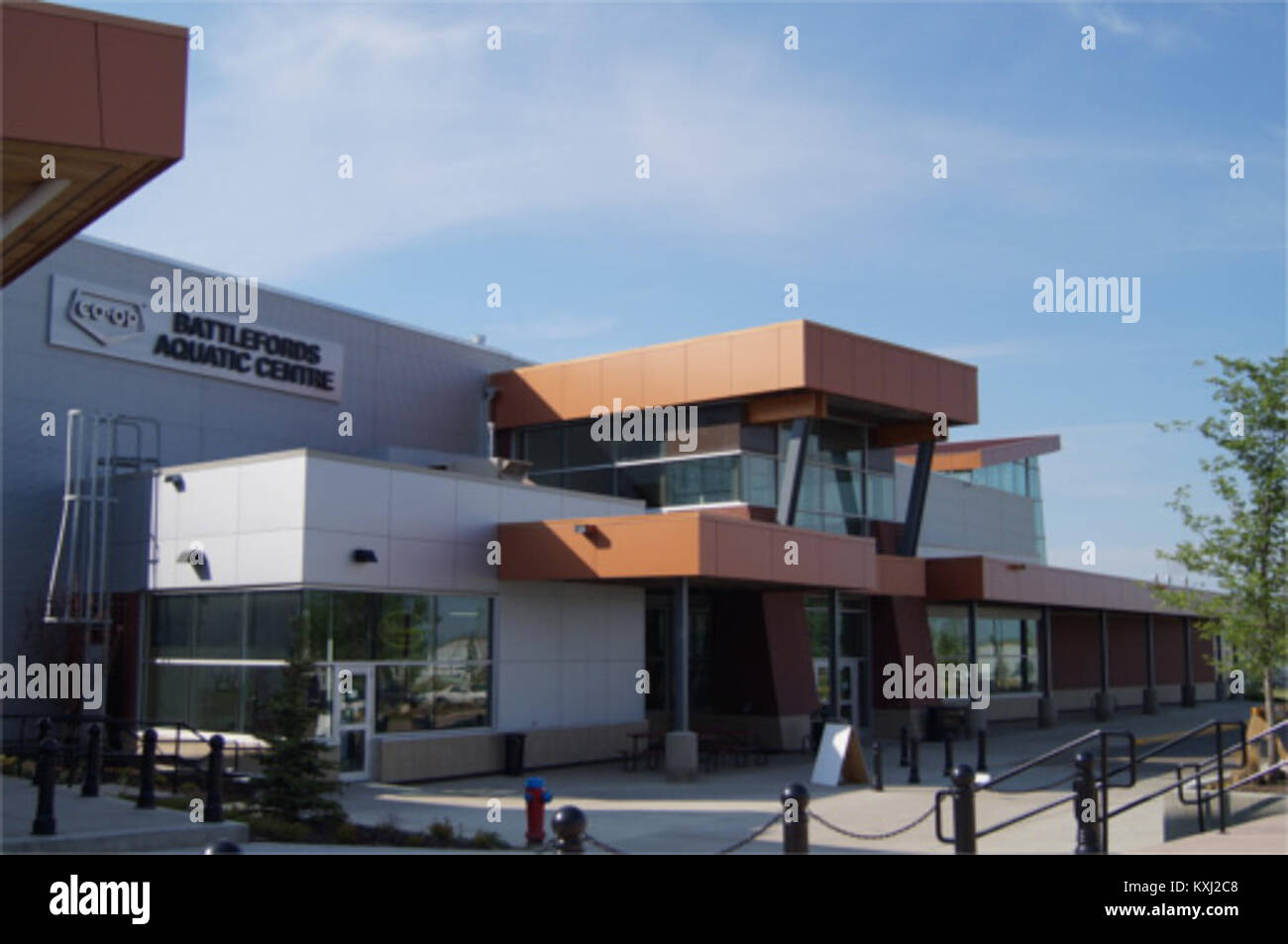 Battlefords COOP Aquatic Centre, seen from Rotary Plaza Stock Photo