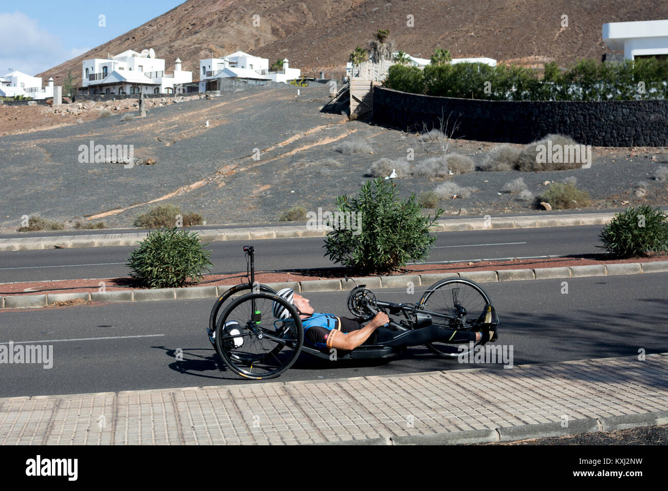 A recumbent cycle near Playa Blanca, Lanzarote, Canary Islands, Spain