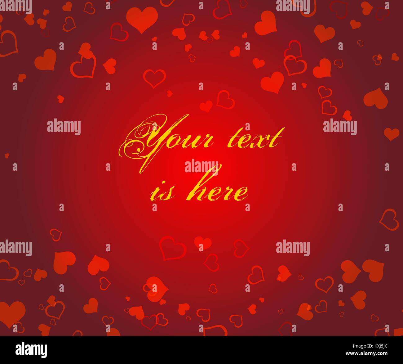 Romantic greeting card for Valentine's Day with red heart shapes and ...