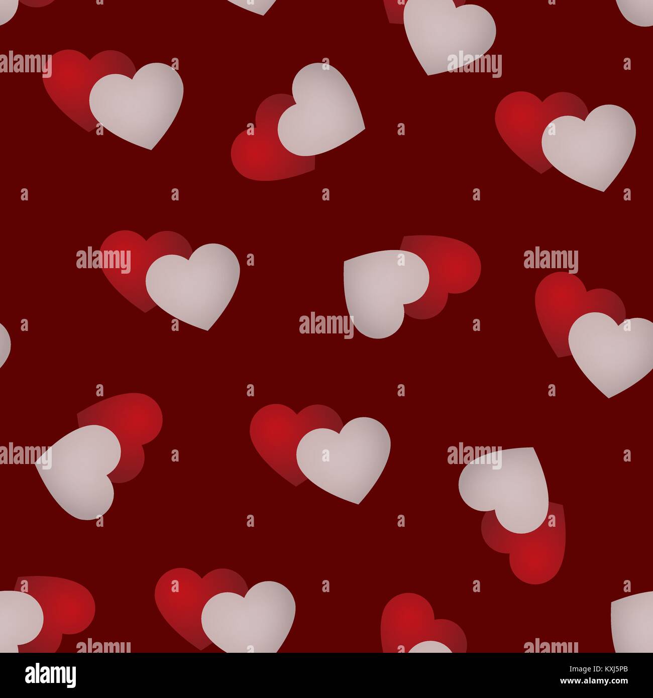 Valentine's Day seamless pattern with pairs of hearts, red and white ...