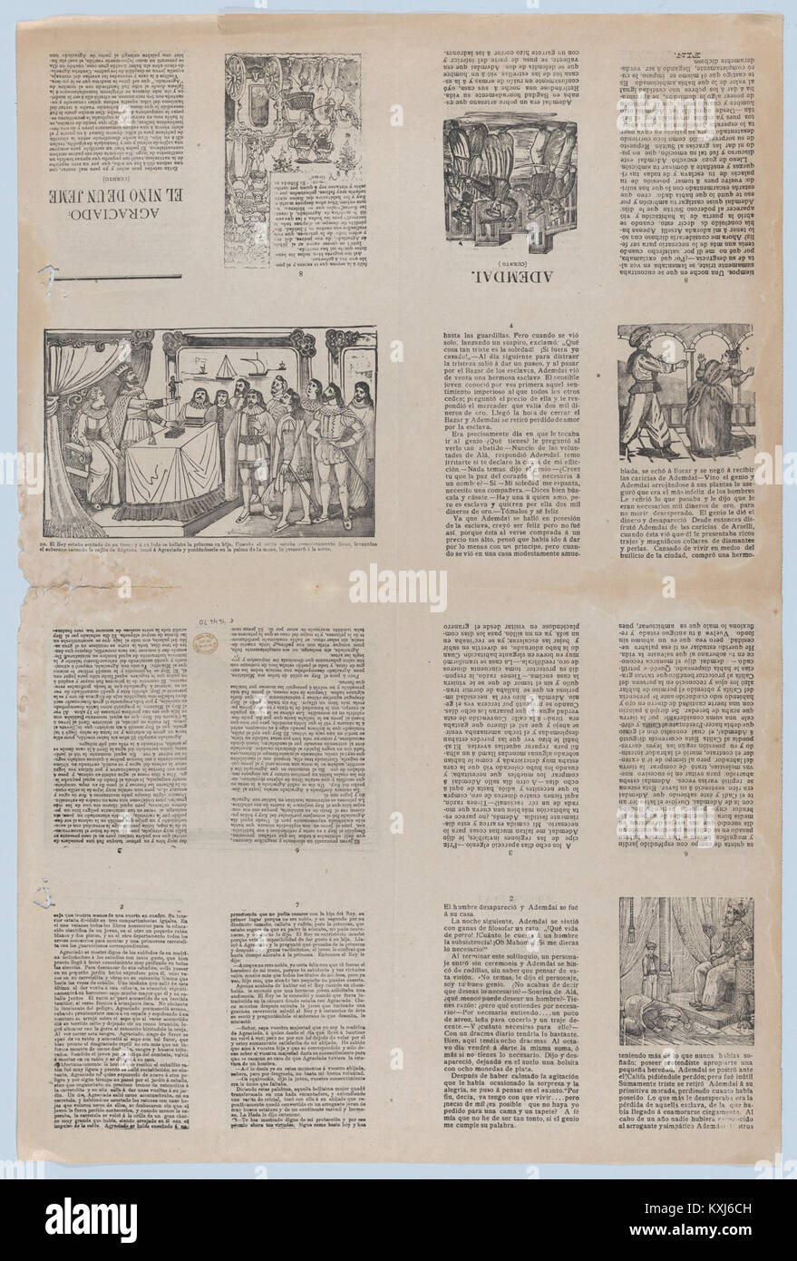 An uncut sheet printed on both sides with pages from 'Ademdai' and 'Agraciado- El niño de un jeme' MET DP873191 Stock Photo