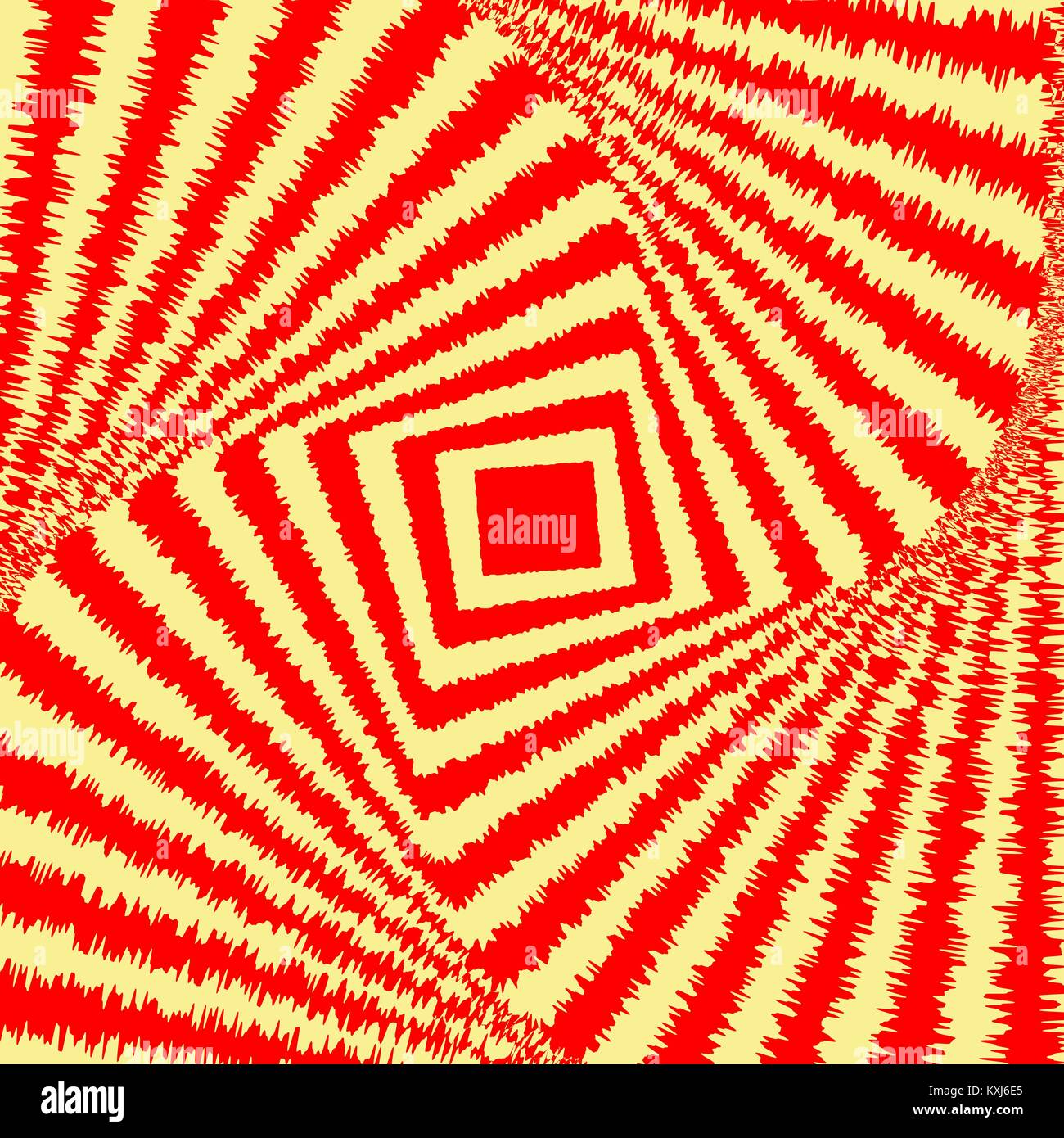 Abstract colorful optical illusion, creative vector background with red and yellow distorted stripes Stock Vector
