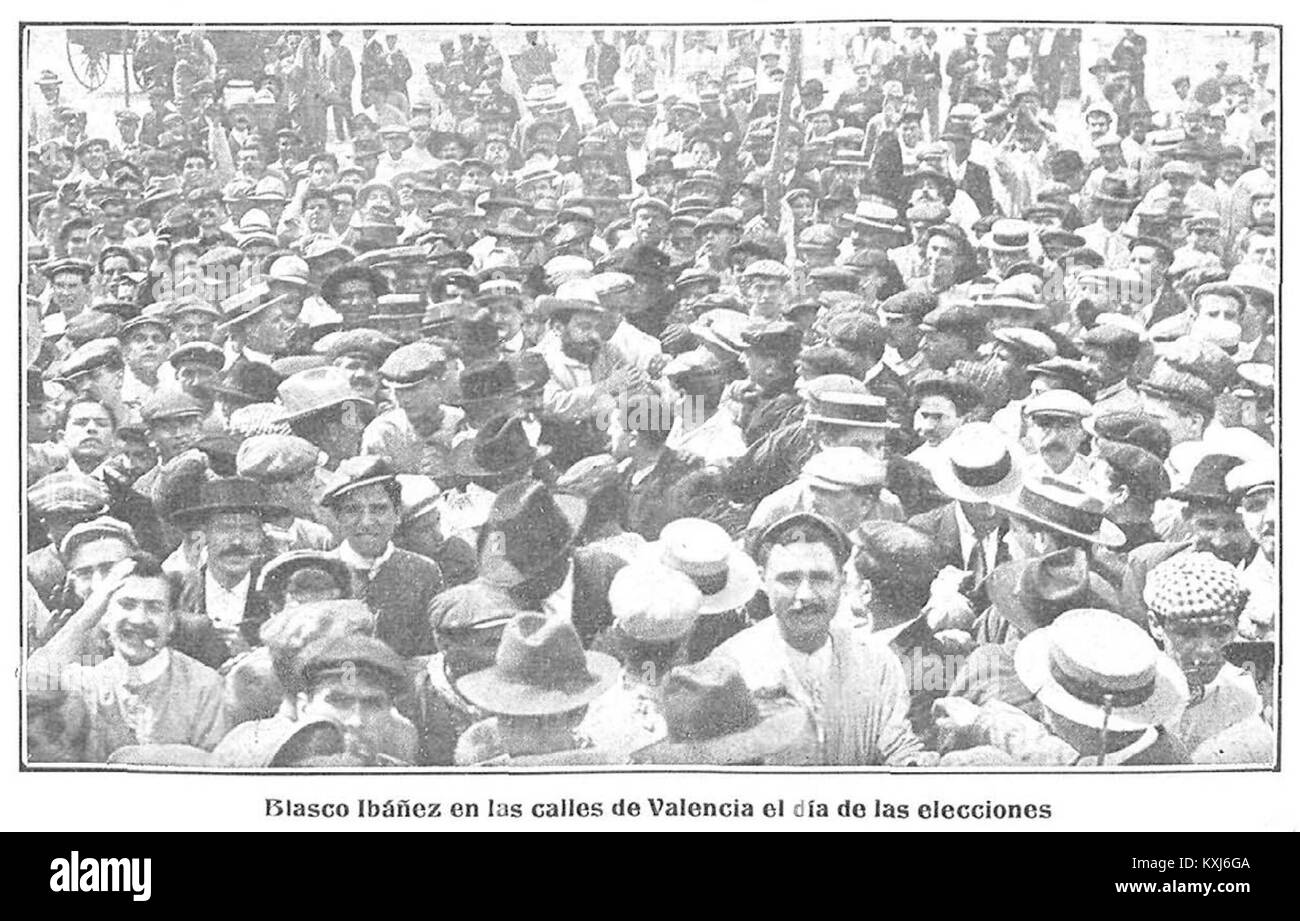Blasco Ibáñez en las calles de Valencia el día de las elecciones, Nuevo Mundo, 14 de septiembre de 1905 Stock Photo