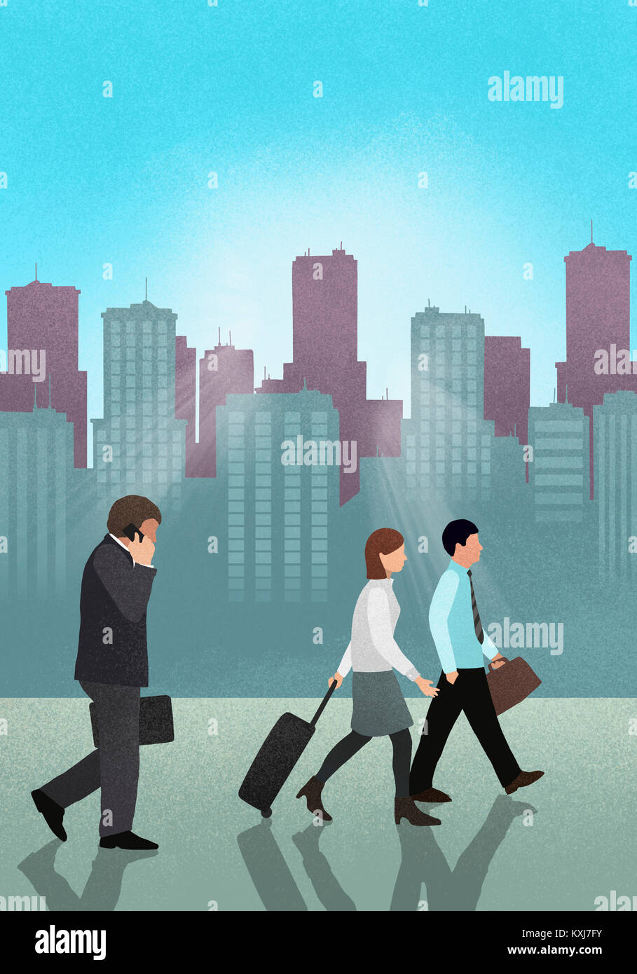 Side view of business people walking against skyscrapers Stock Photo ...
