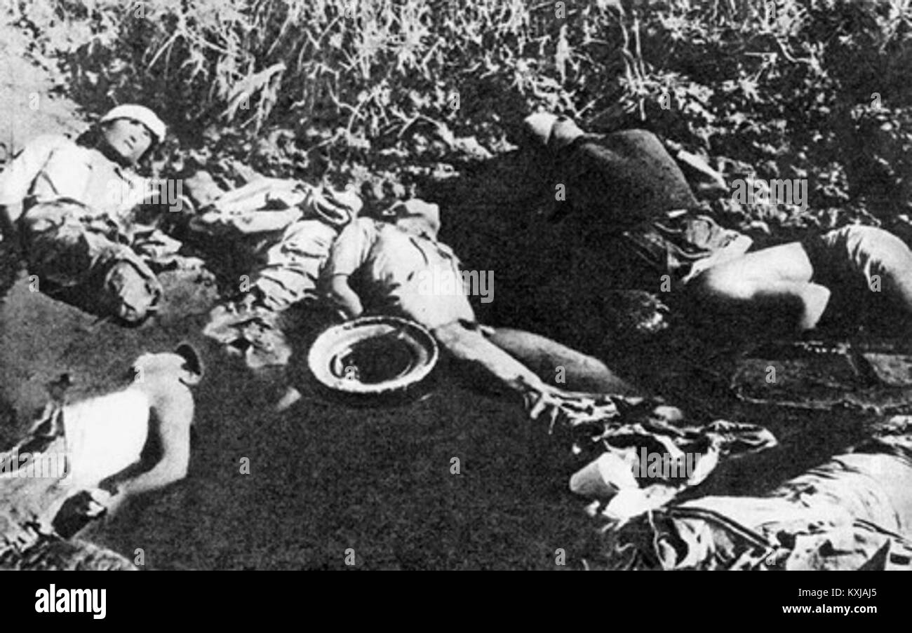 Blood pond filled with more than 300 dead Chinese, Nanjing Massacre Stock Photo