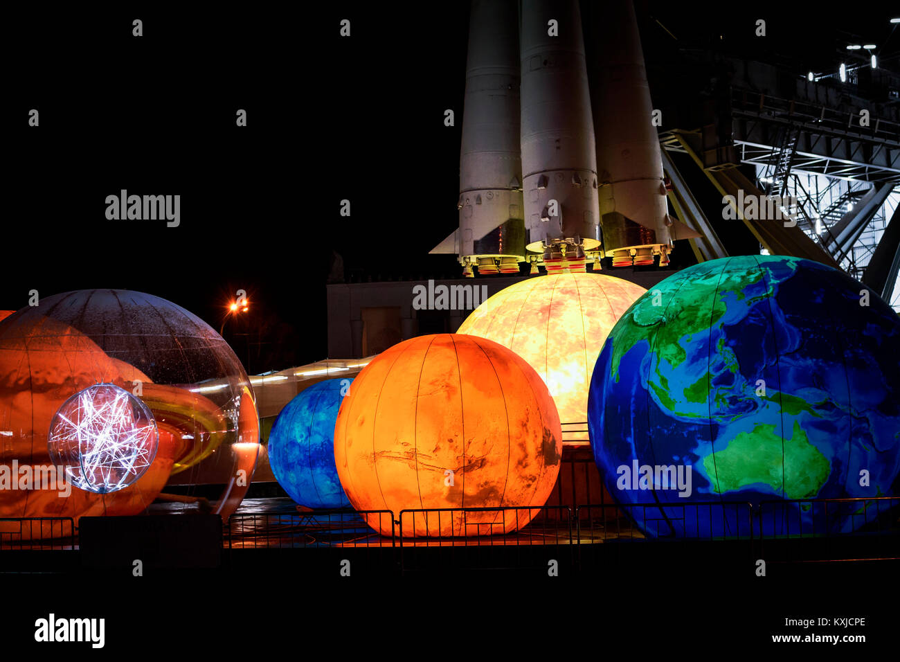 Decoration near the pavilion Cosmos in VDNKh, Moscow Stock Photo