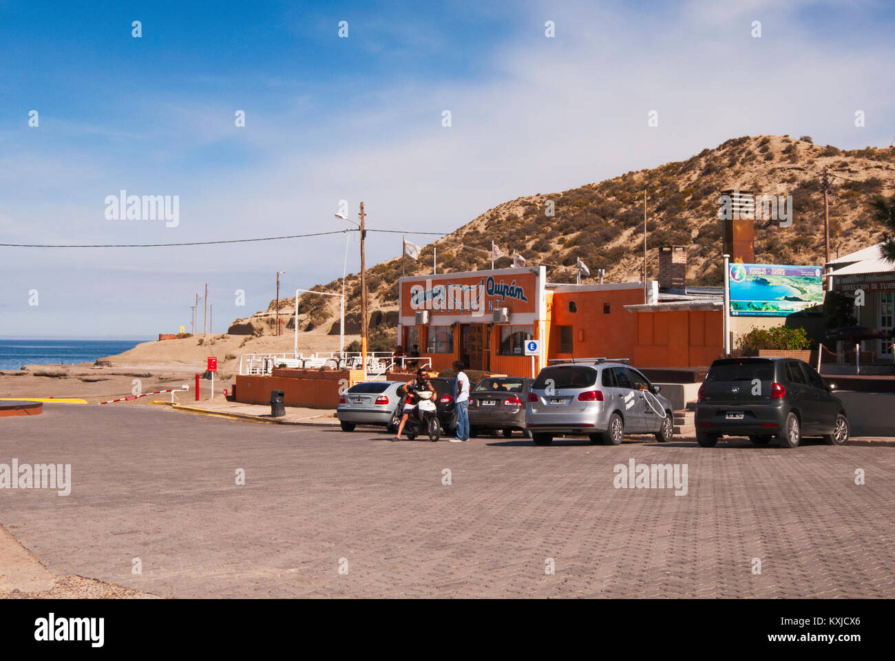 street view of Puerto Piramides, Peninsula Valdez, Argentina Stock Photo