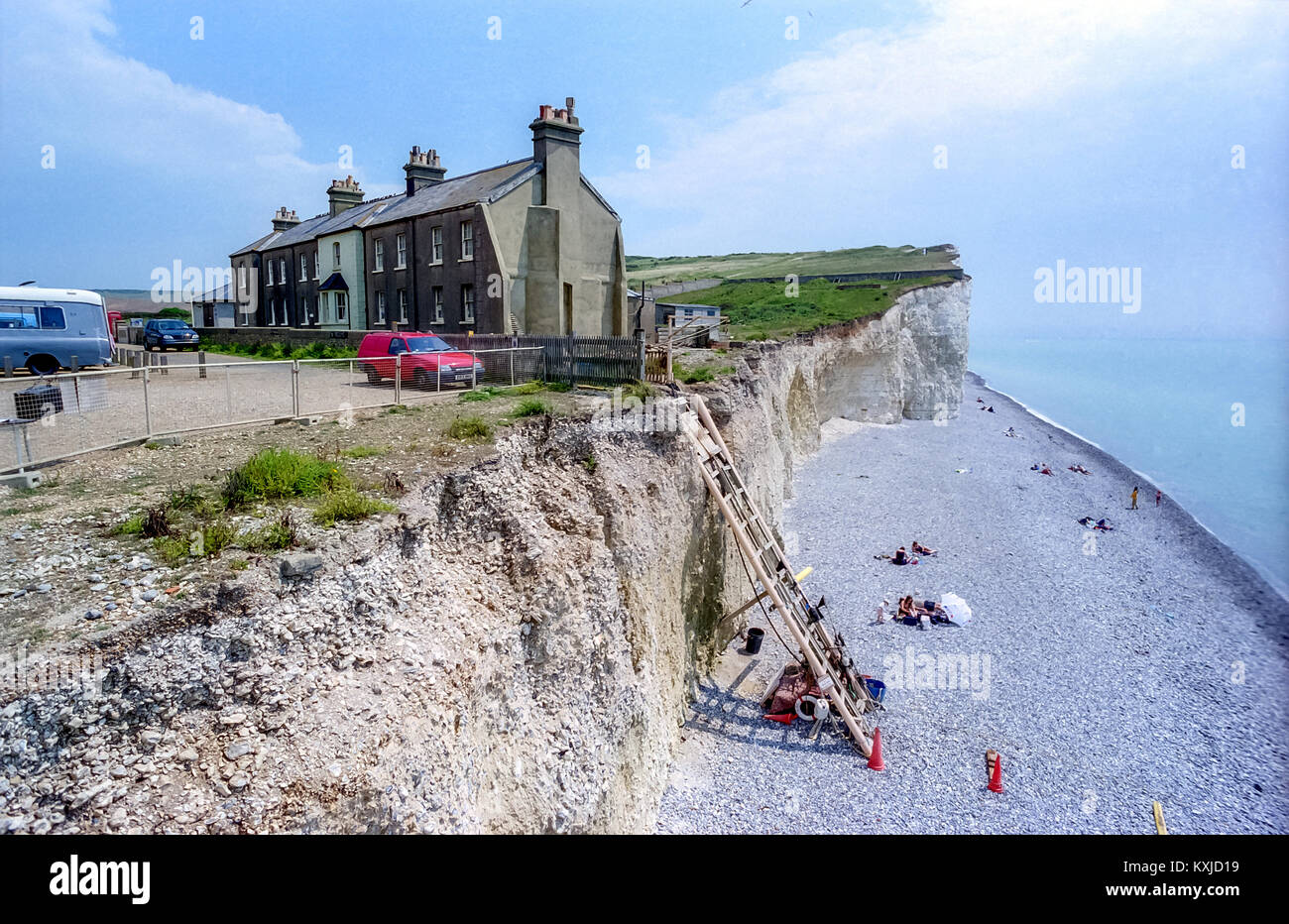 The Beach And Coastguard Cottages At Birling Gap Near Eastbourne