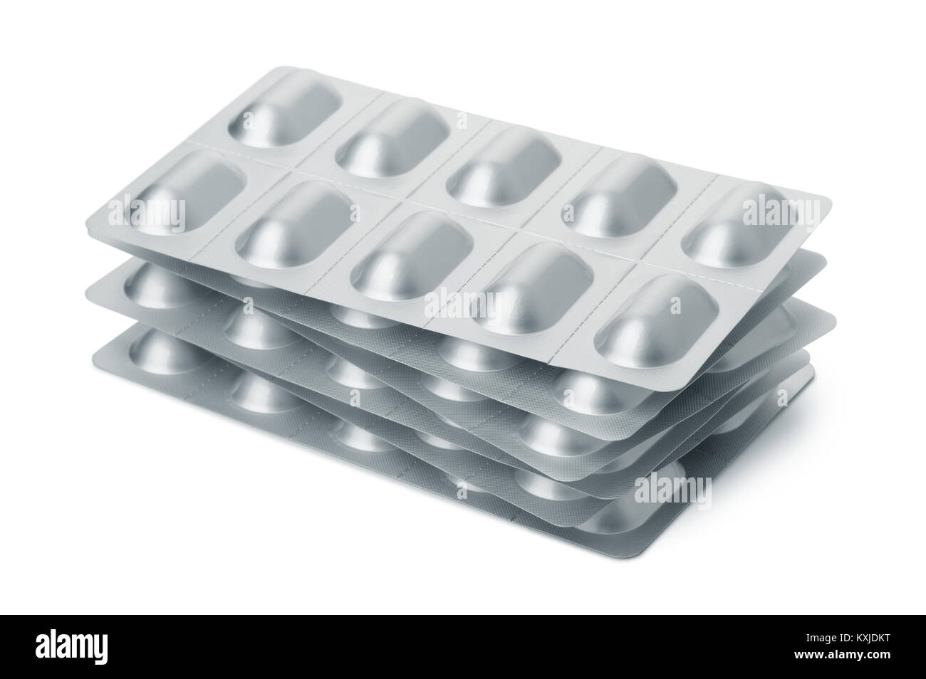 Stack of  tablets blister packs isolated on white Stock Photo