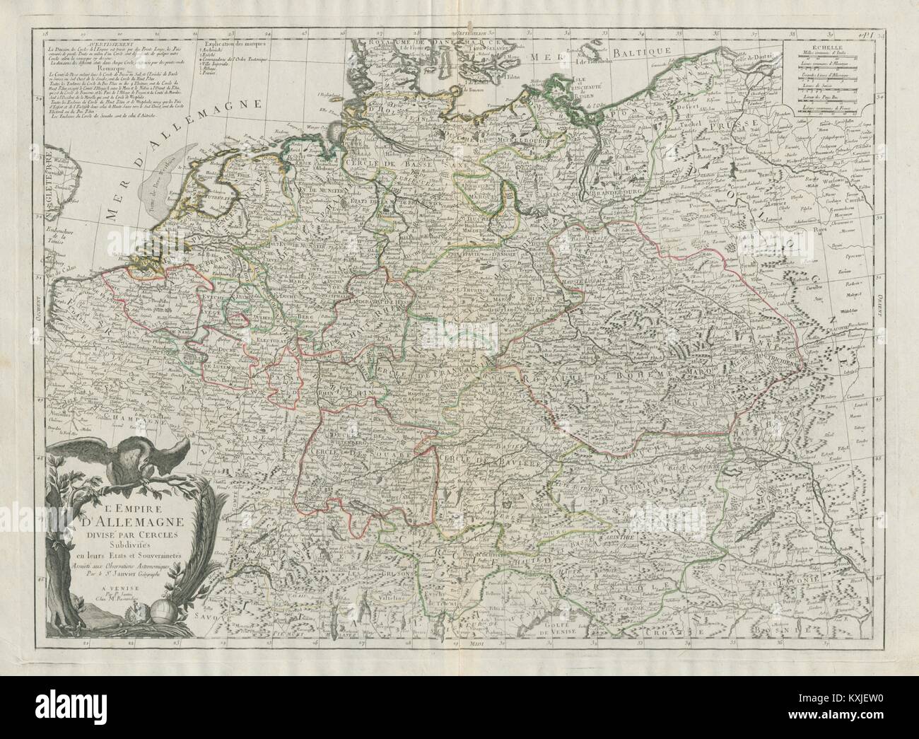 'L'Empire d'Allemagne Divisé par Cercles…' Germany. SANTINI / JANVIER 1784 map Stock Photo
