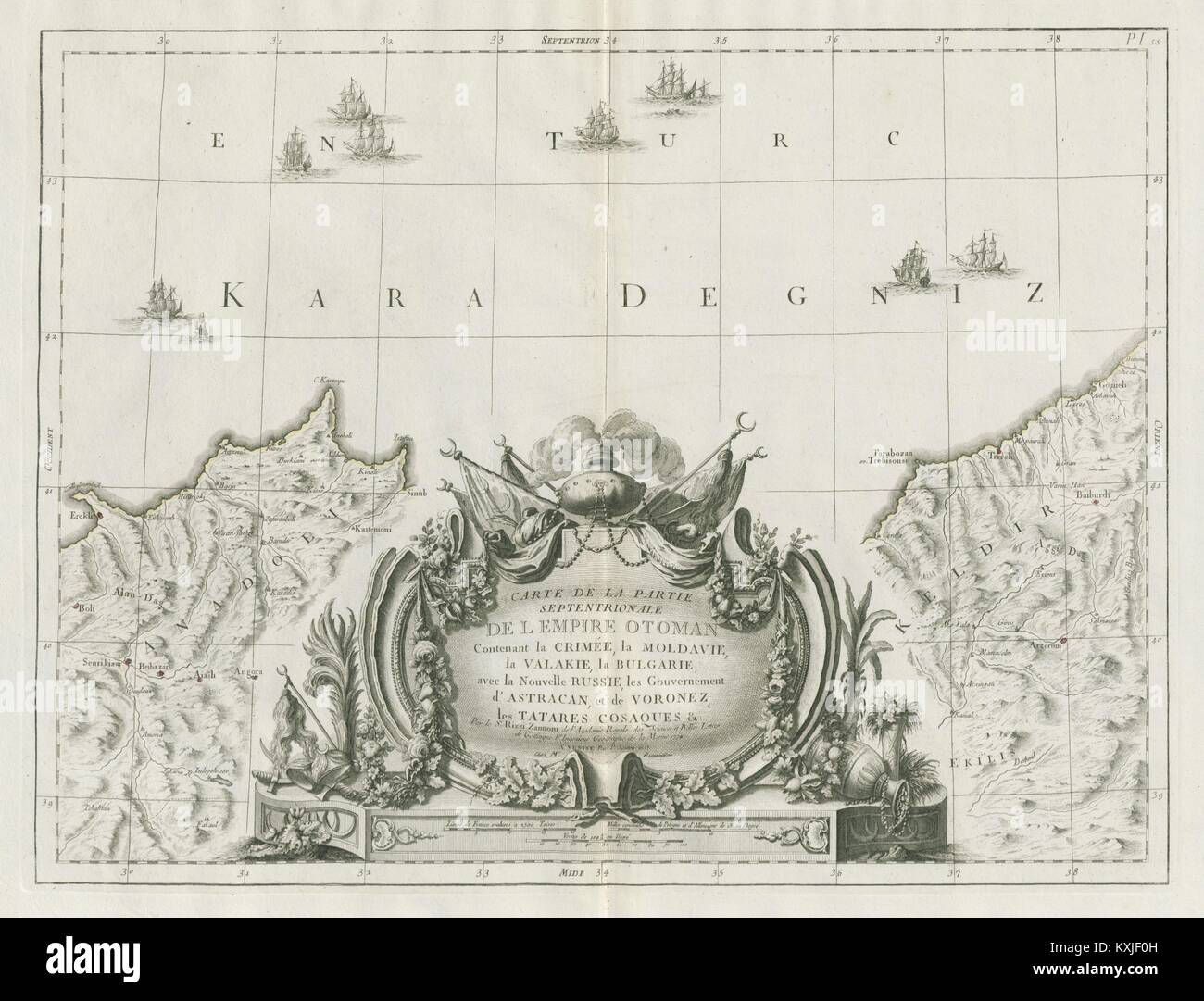 'Carte de la partie septentrionale de l'Empire Otoman' SANTINI/ZANNONI 1784 map Stock Photo