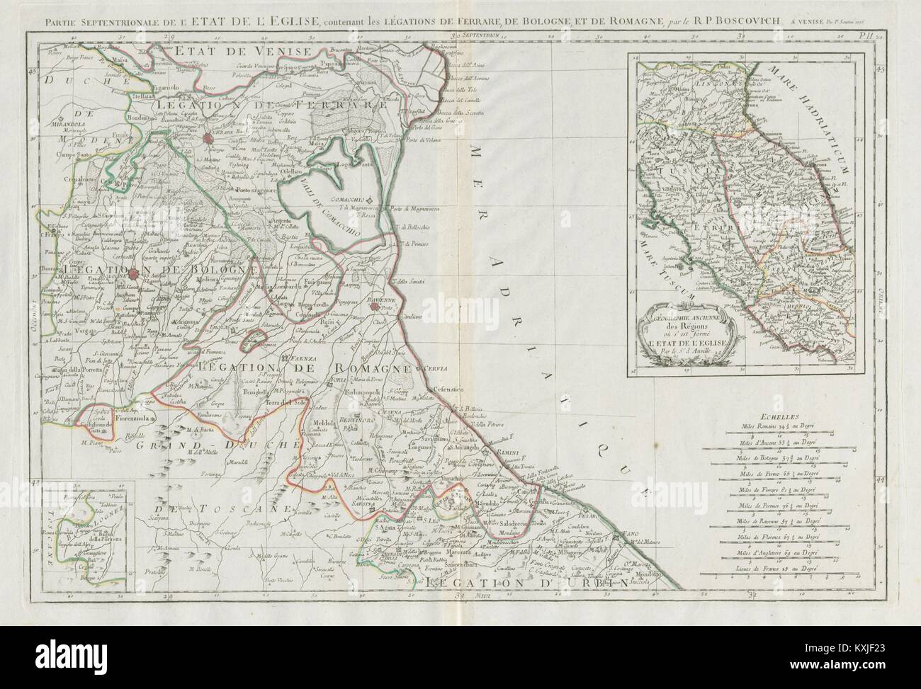 'Partie Septentrionale de l'Etat de l'Eglise…' SANTINI / D'ANVILLE 1784 map Stock Photo