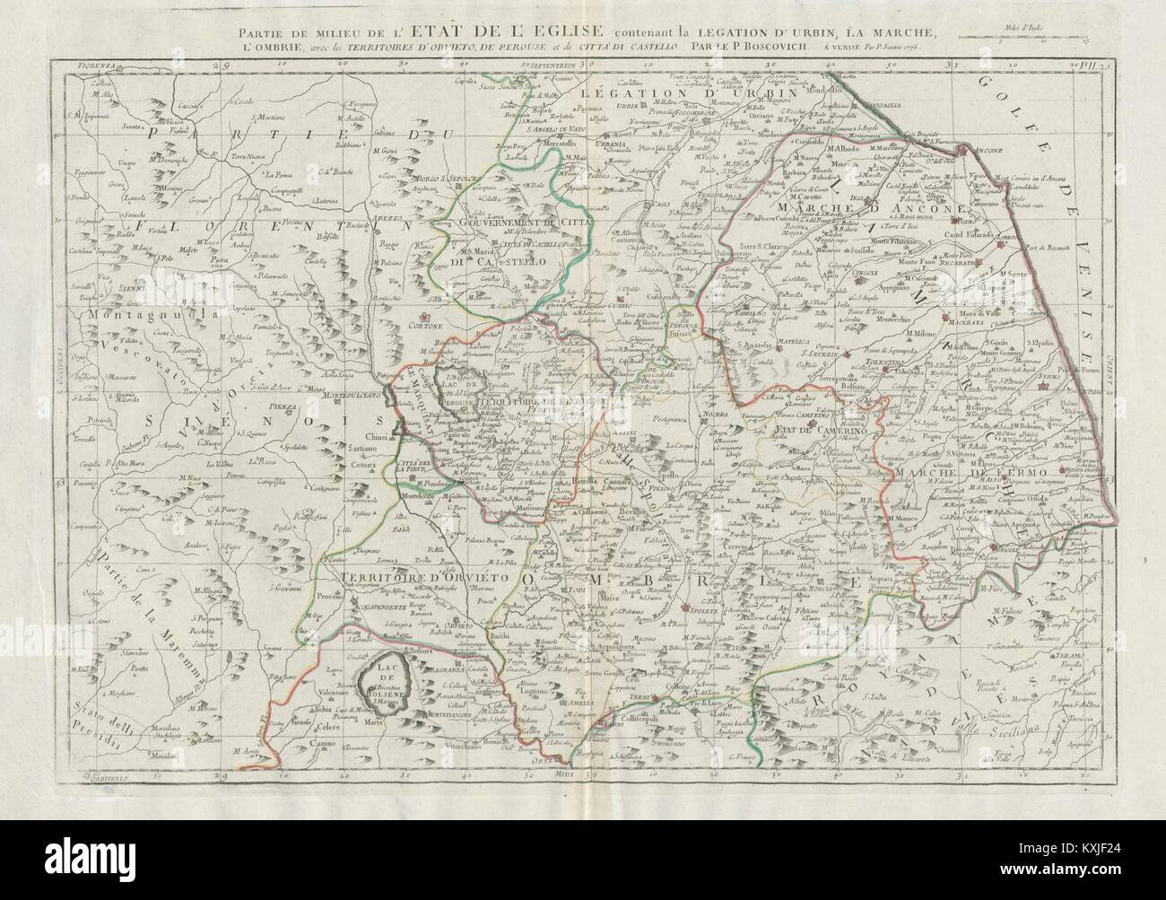 'Partie de Milieu de l'Etat de l'Eglise…' Umbria. SANTINI / BOSCOVICH 1784 map Stock Photo