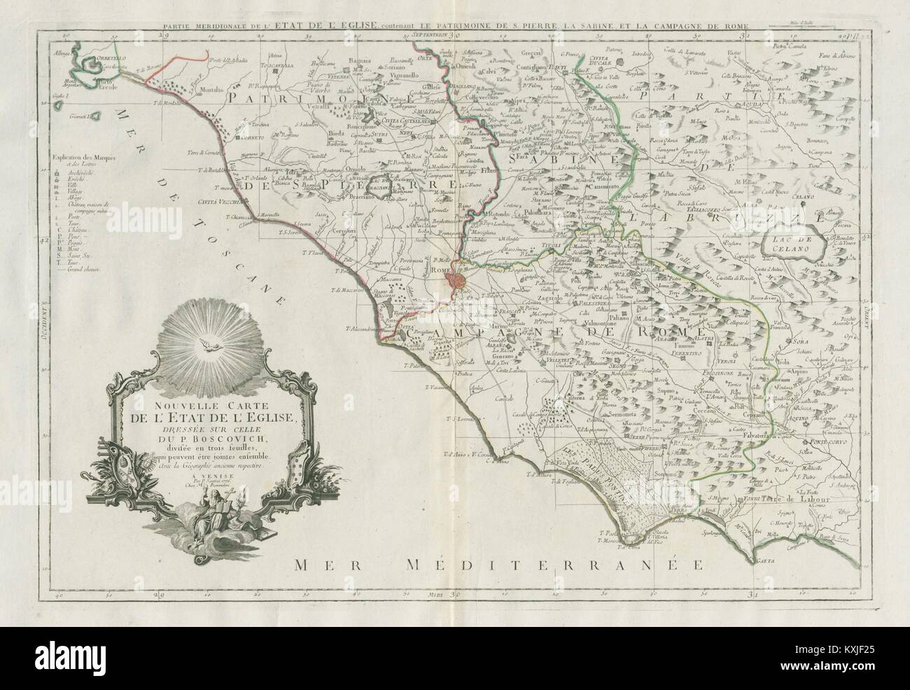'Partie Meridionale de l'Etat de l'Eglise…' Lazio. SANTINI / BOSCOVICH 1784 map Stock Photo