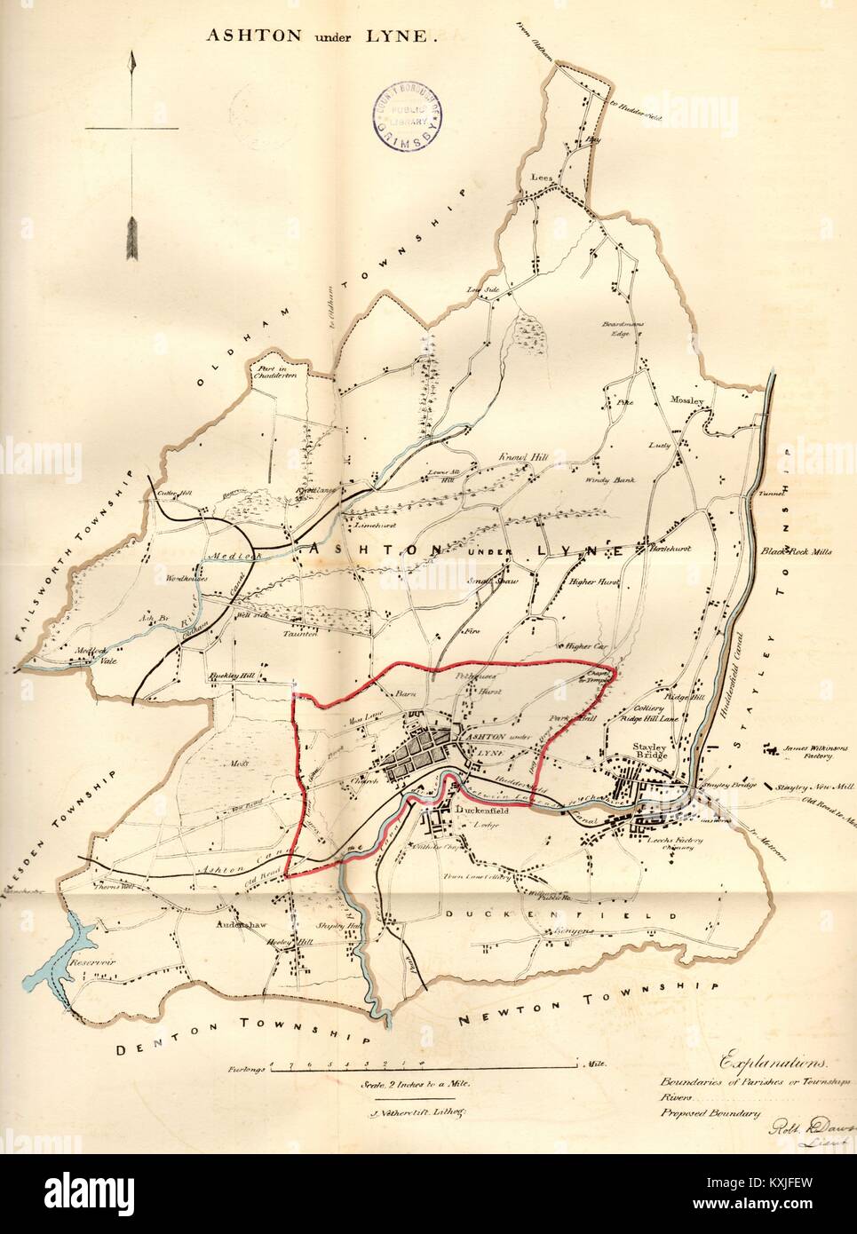 ASHTON UNDER LYNE town/borough plan. REFORM ACT. Stalybridge. DAWSON 1832 map Stock Photo