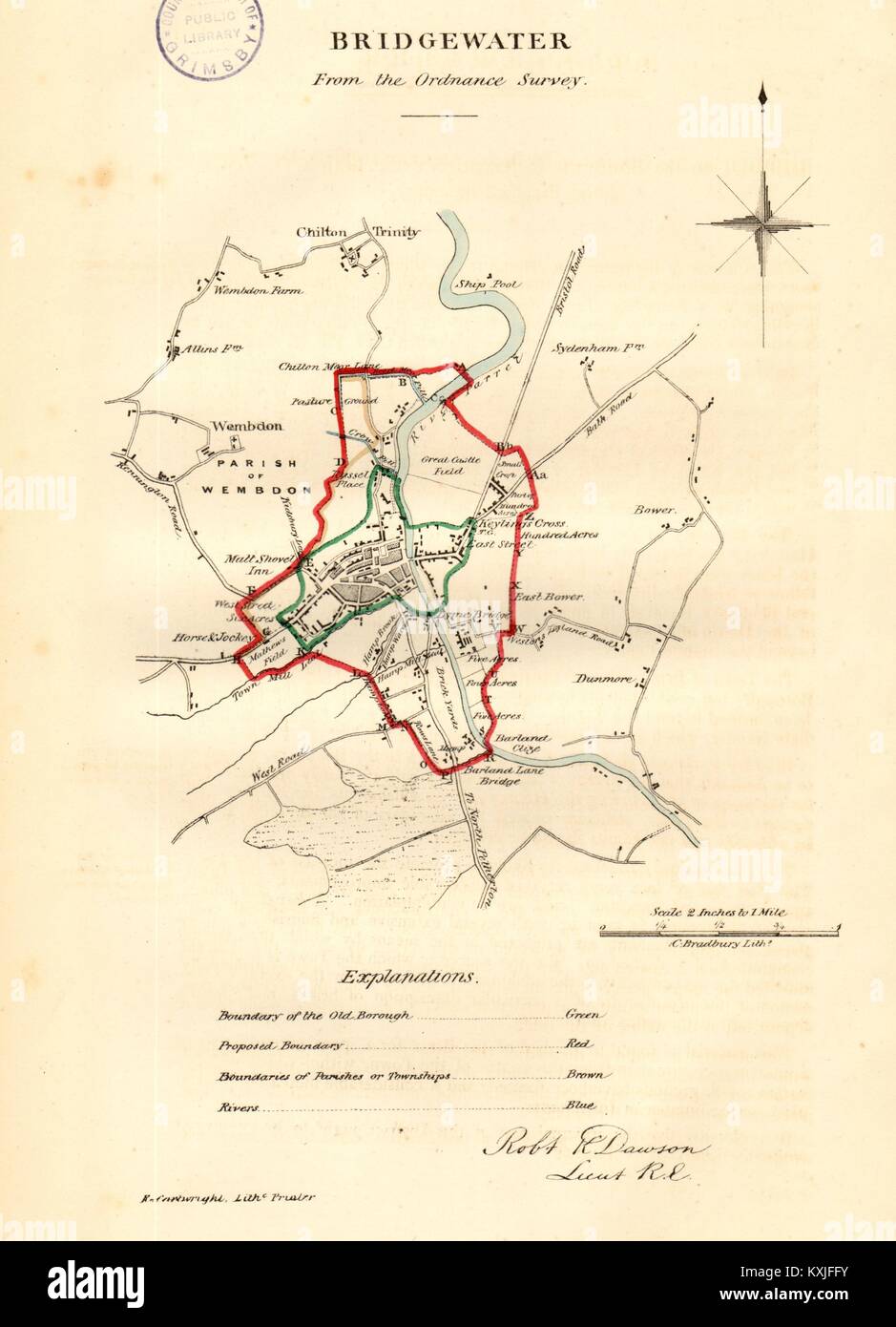 BRIDGWATER town/borough plan. REFORM ACT. Wembdon. Somerset. DAWSON 1832 map Stock Photo