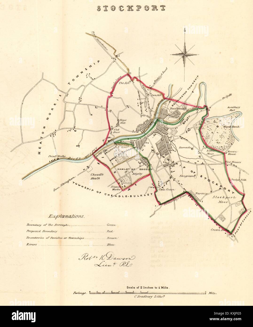 STOCKPORT borough/town plan. REFORM ACT. Cheshire. DAWSON 1832 old antique map Stock Photo