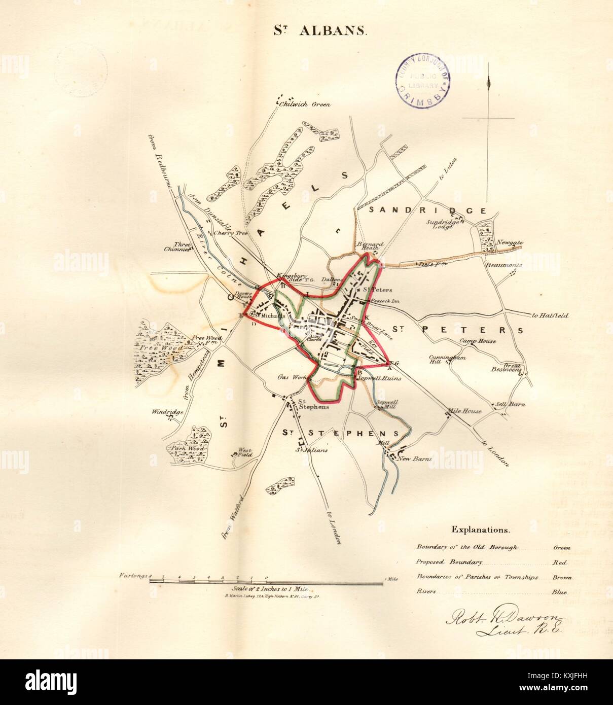 ST ALBANS borough/town/city plan. REFORM ACT. Hertfordshire. DAWSON 1832 map Stock Photo