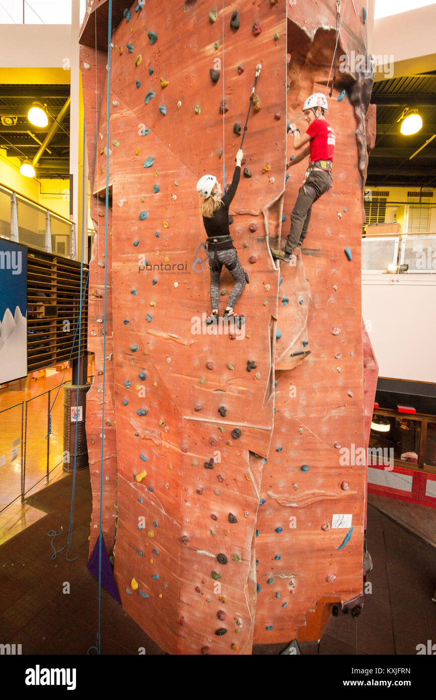 Indoor climbing wall, UK Stock Photo
