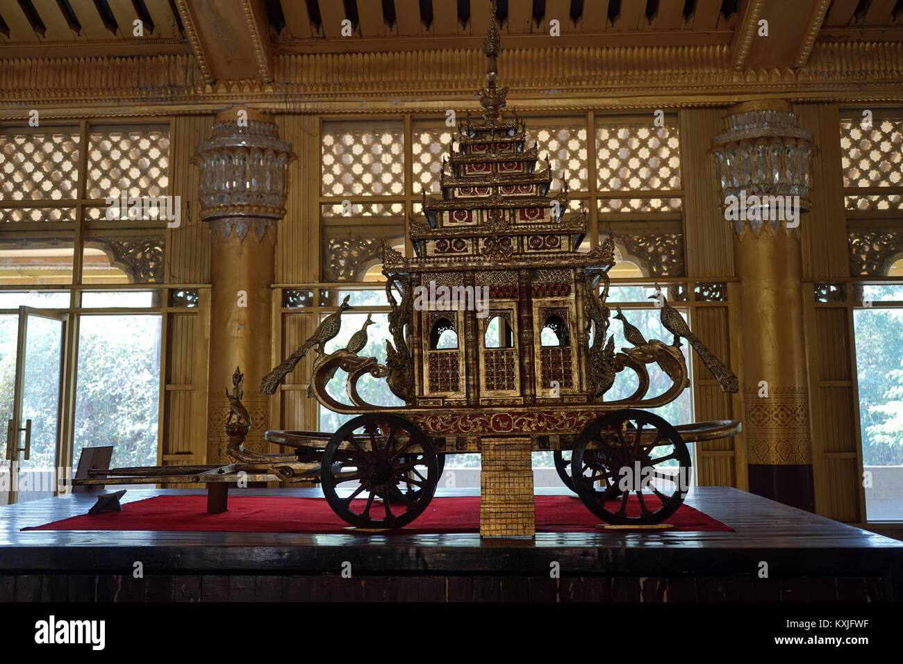 BAGO, MYANMAR CIRCA APRIL 2017 Old coach in Kanbawzathadi Palace