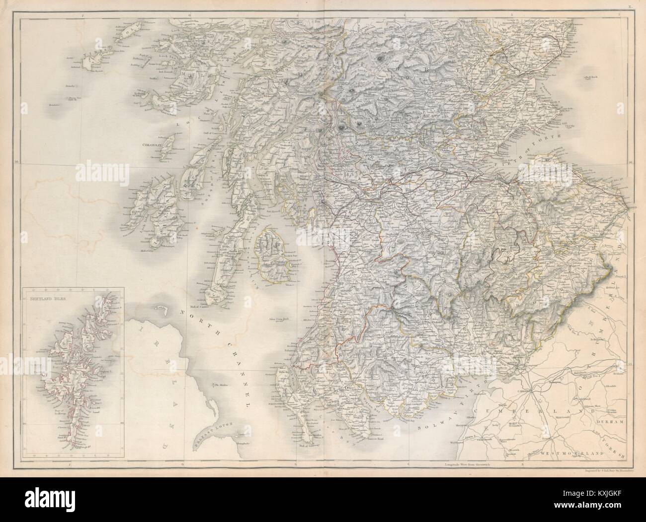 Scotland. South sheet. Central & southern. SIDNEY HALL c1845 old ...