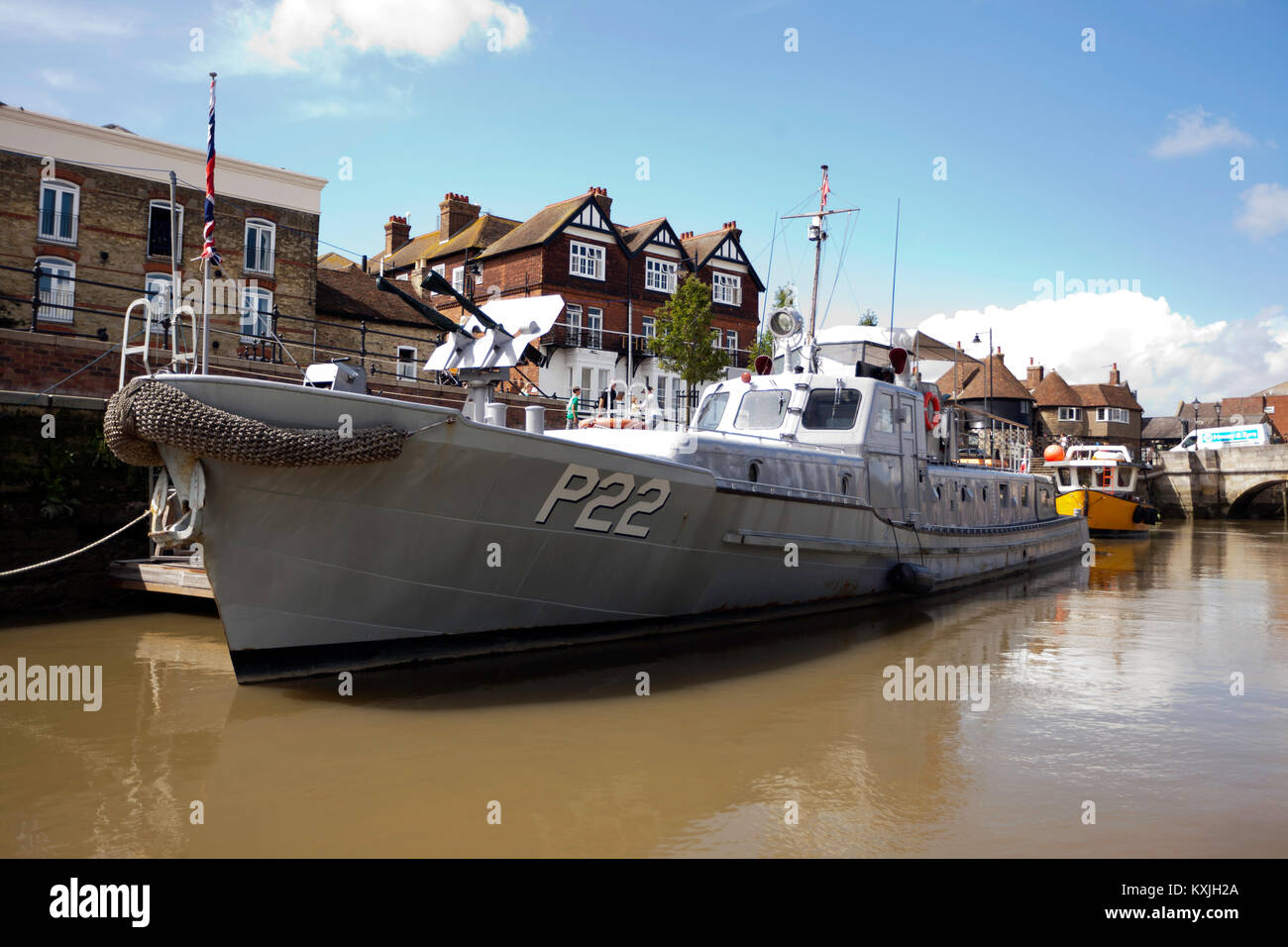 USN P22 (Rhine Maiden)  Gunboat  moored at the Quay, Sandwich Kent Stock Photo