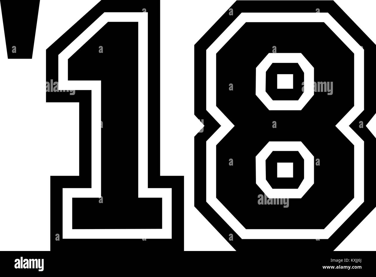 Number 18 Black And White College Stock Vector Image Art Alamy