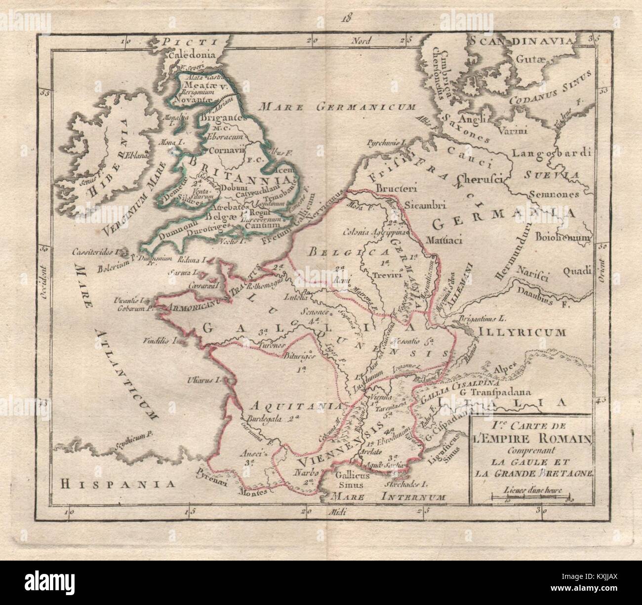 Ire Carte de l'Empire Romain". BRION DE LA TOUR. Roman Britain France 1777  map Stock Photo - Alamy