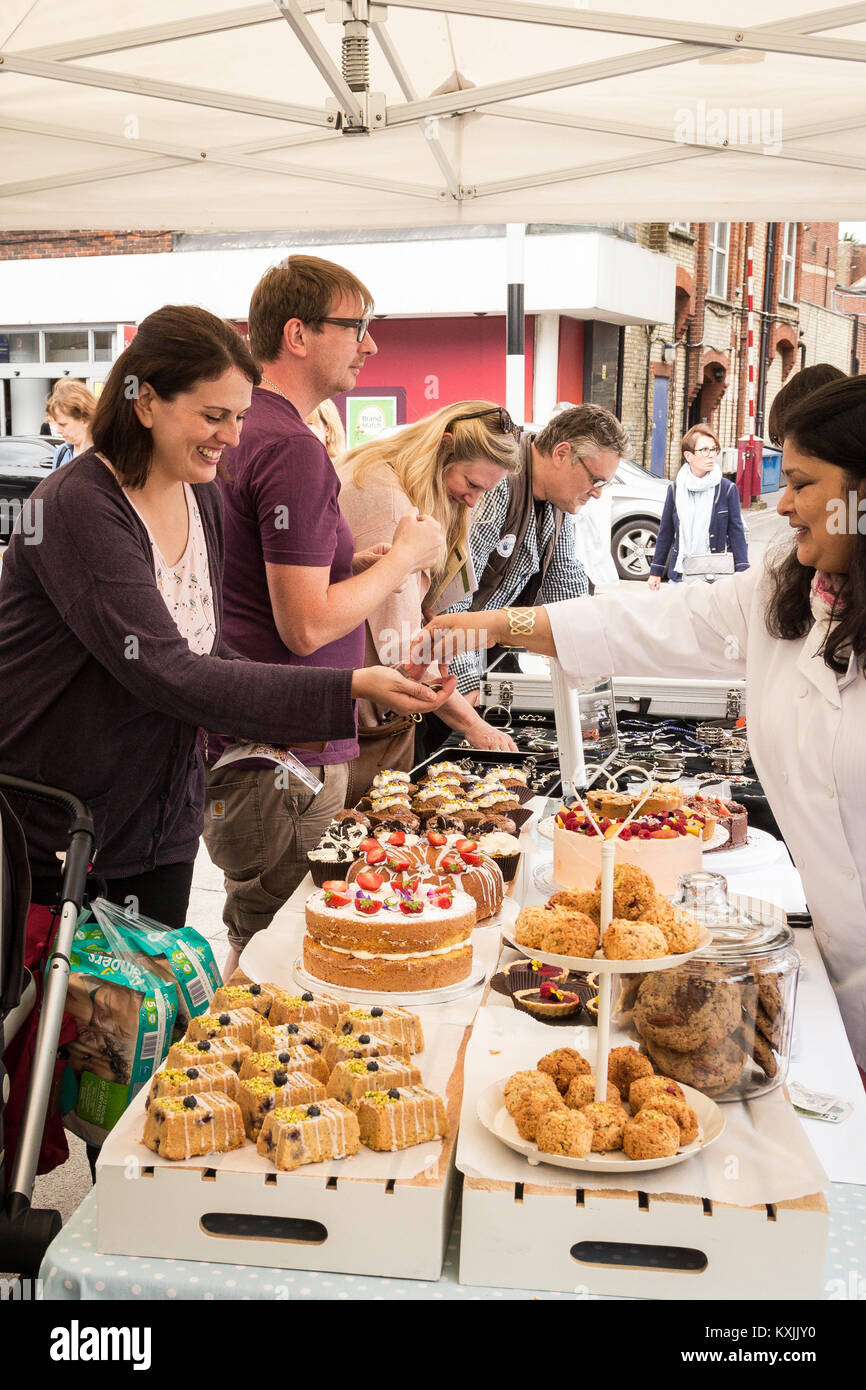 Cake stall, Midsummer Muswell Community Market, Muswell Hill, London