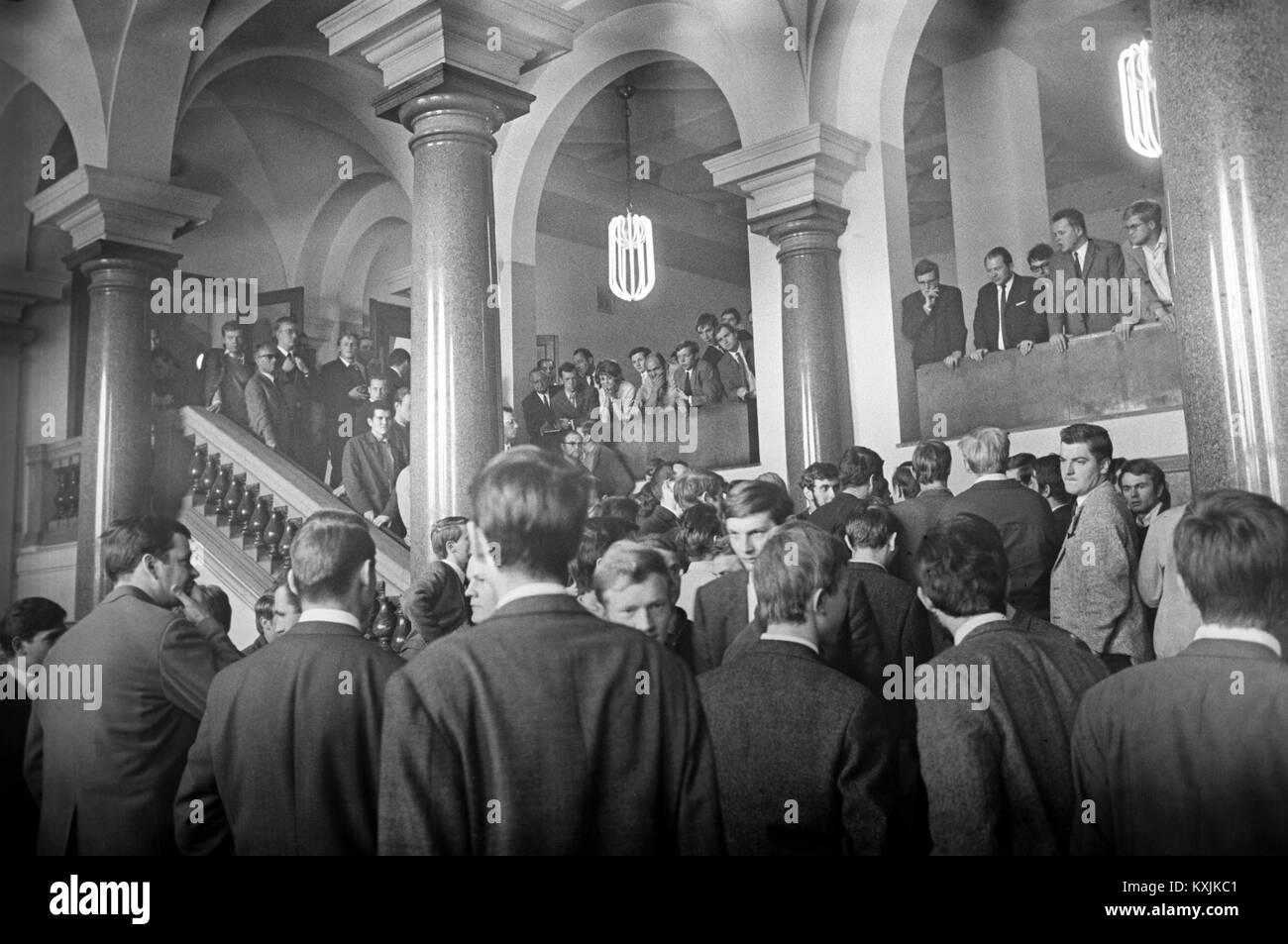 Students occupied the entrance hall of the state parliament for one hour on 12 June 1968 to demonstrate. | usage worldwide Stock Photo