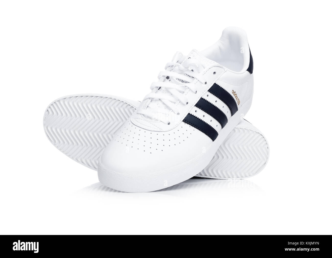 LONDON, UK - JANUARY 02, 2018: Adidas Originals shoes on white background.  German multinational corporation that designs and manufactures sports shoes  Stock Photo - Alamy
