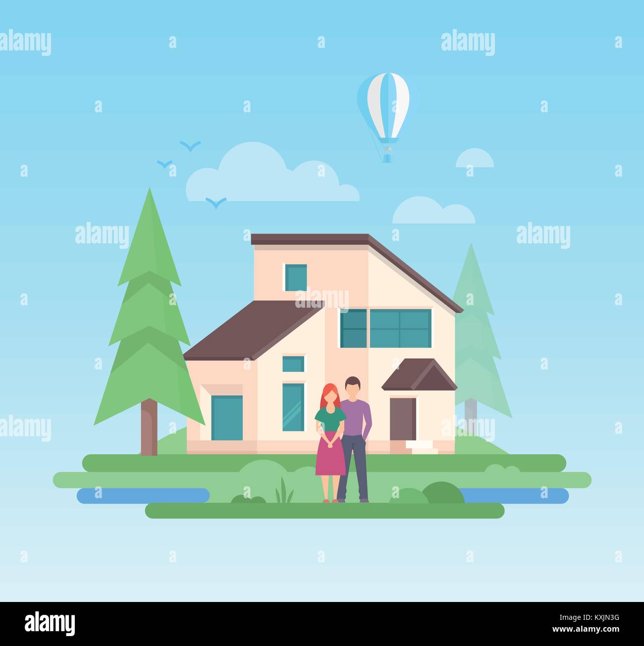 Country house - modern flat design style vector illustration Stock ...
