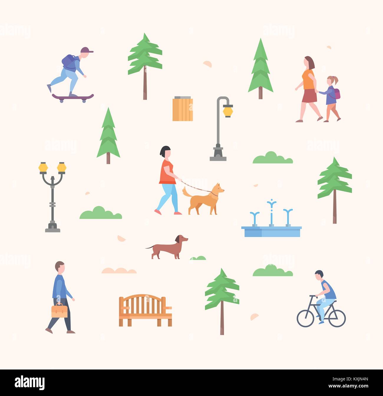 City park constructor - set of modern flat design style elements Stock ...