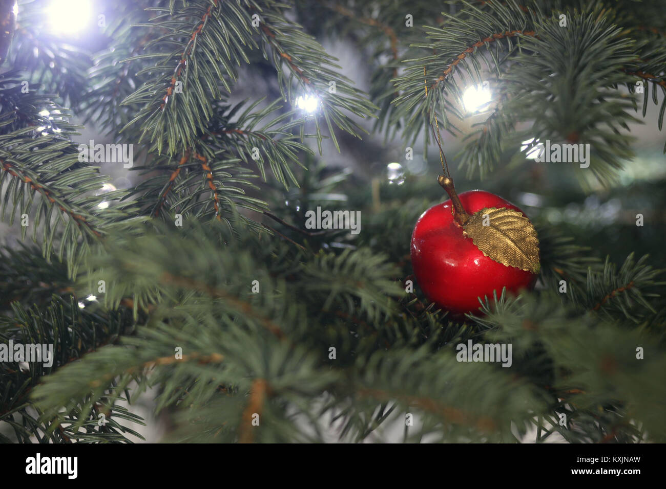 Christmas tree apple decoration Stock Photo