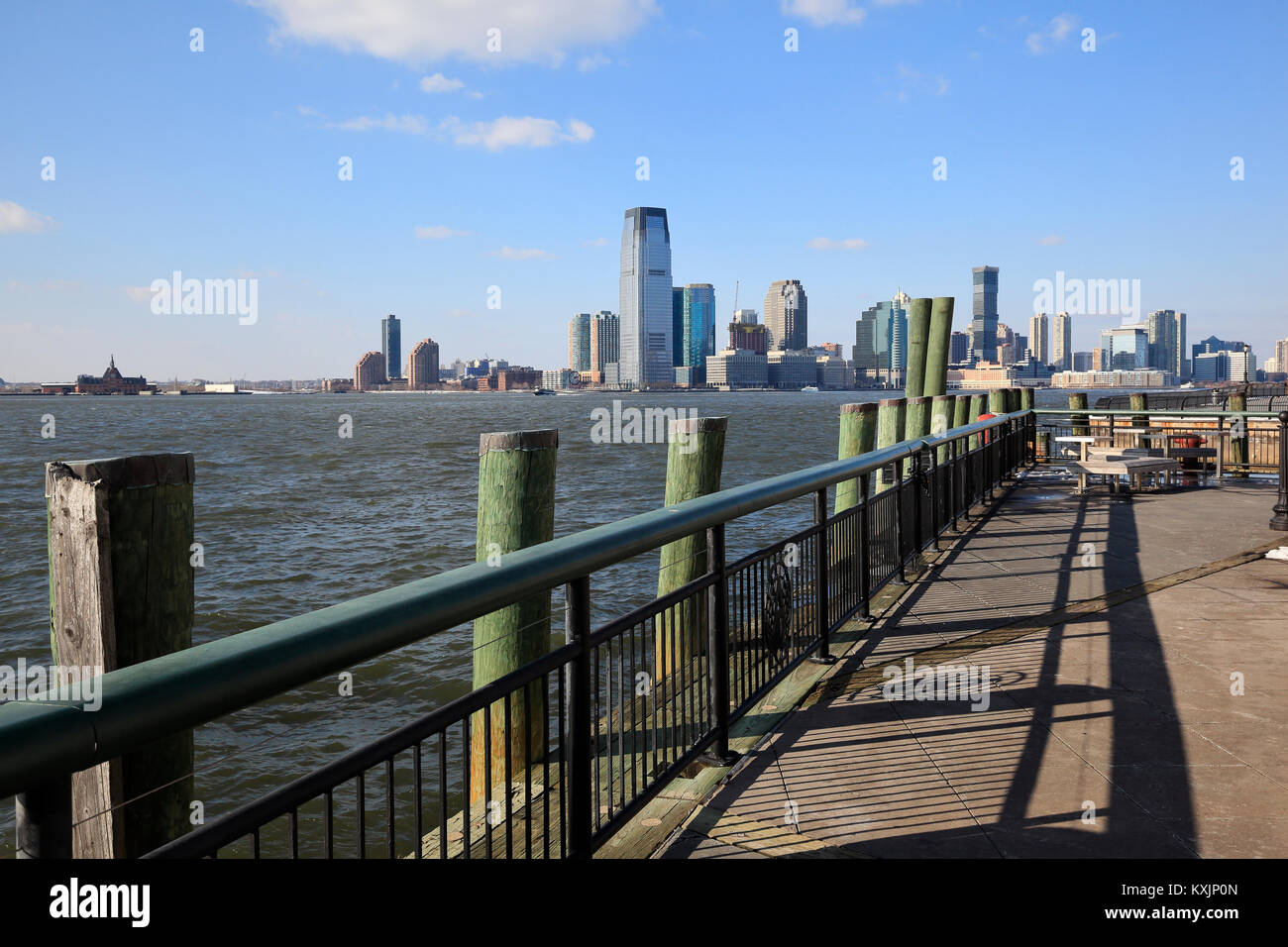 Jersey City And Hudson River Seen From Battery Park Promenade In New Stock Photo Alamy