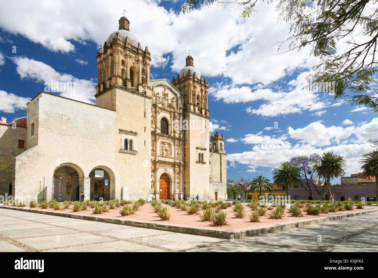 OAXACA, MEXICO - OCT 29TH, 2017: Facade of the Santo Domingo colonial church in Oaxaca, Mexico Stock Photo