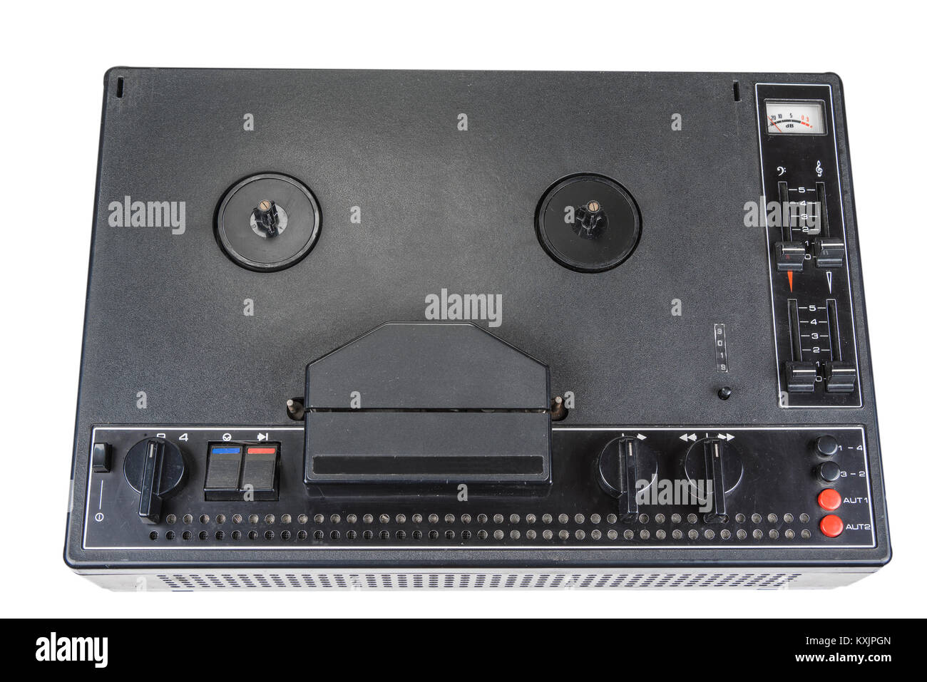 Old audio tape recorder reel to reel from seventies Stock