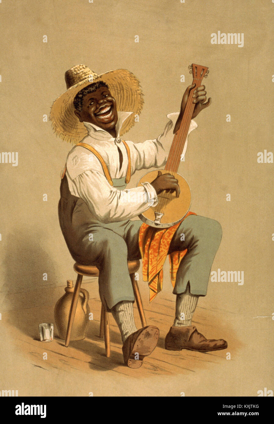 Plantation banjo player, c1875. Stock Photo