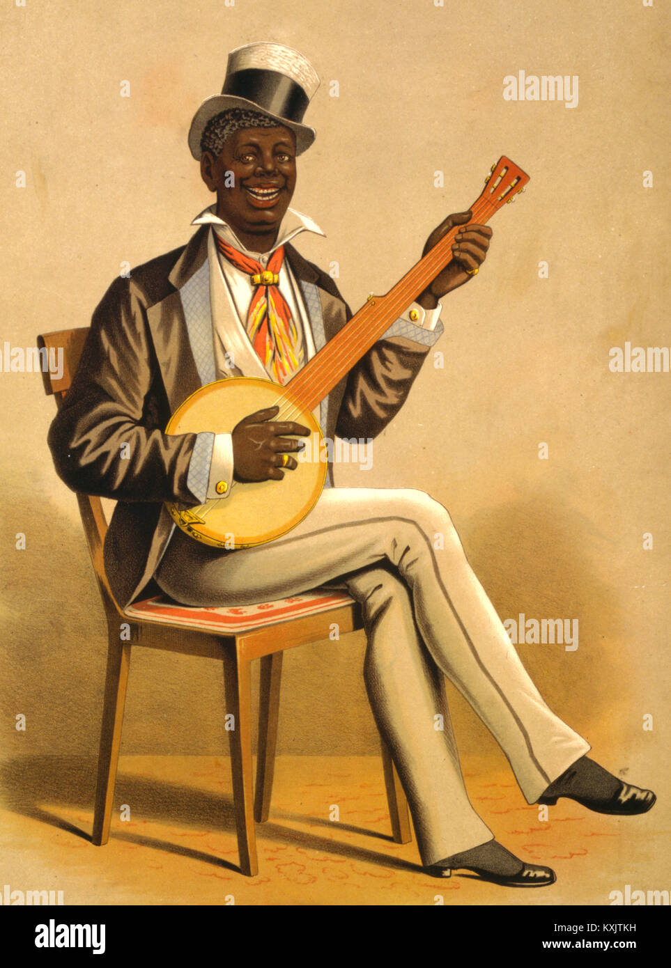Swell negro banjo player c1875. Stock Photo