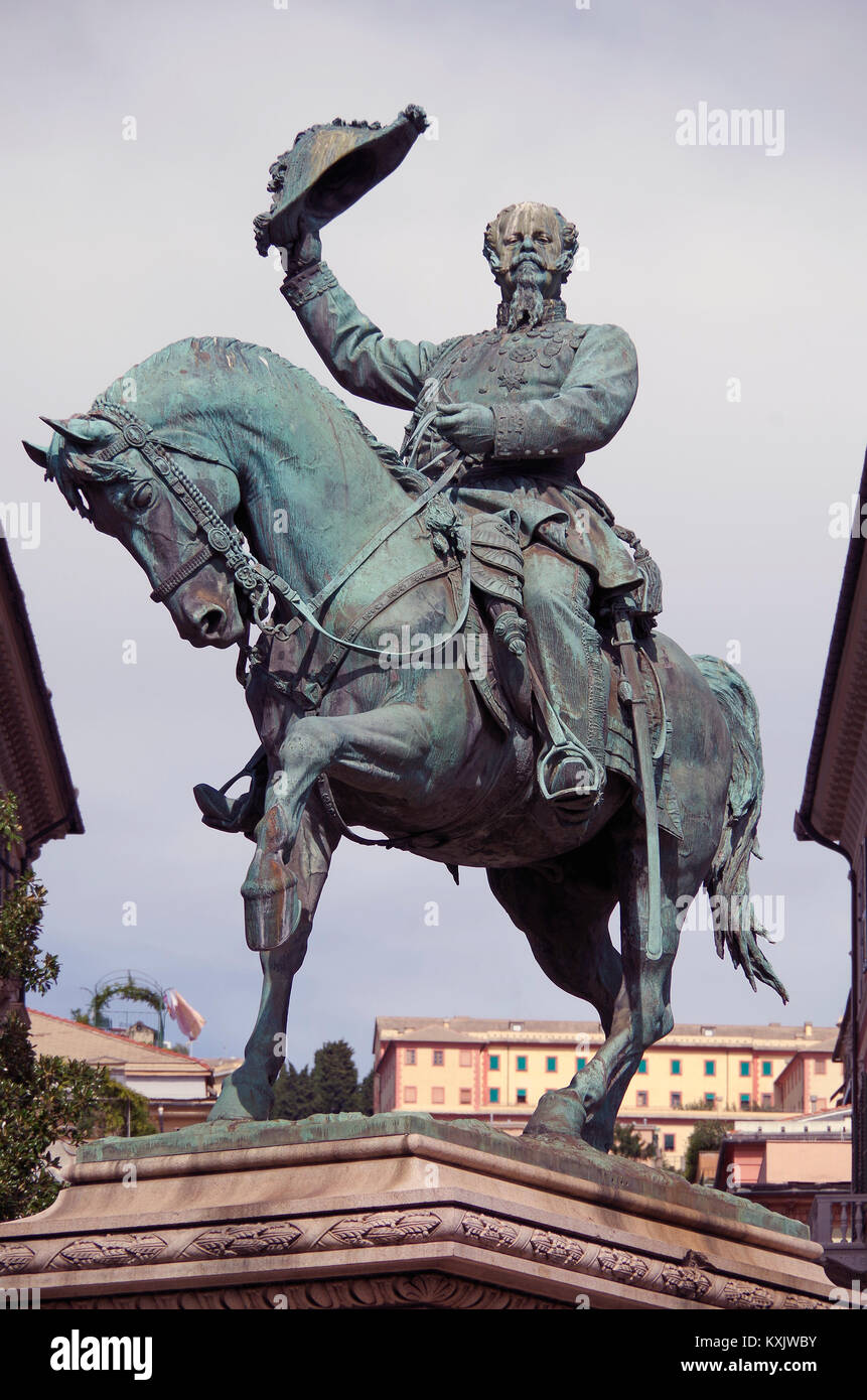 Bronze Equestrian Statue of King Vittorio Emanuele II of Savoy, in the
