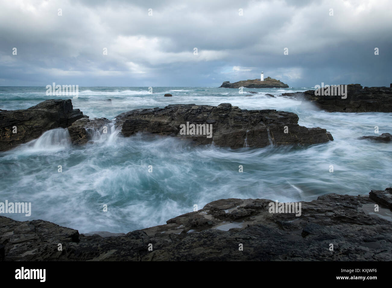 Godrevy Lighthouse in West Cornwall Stock Photo - Alamy