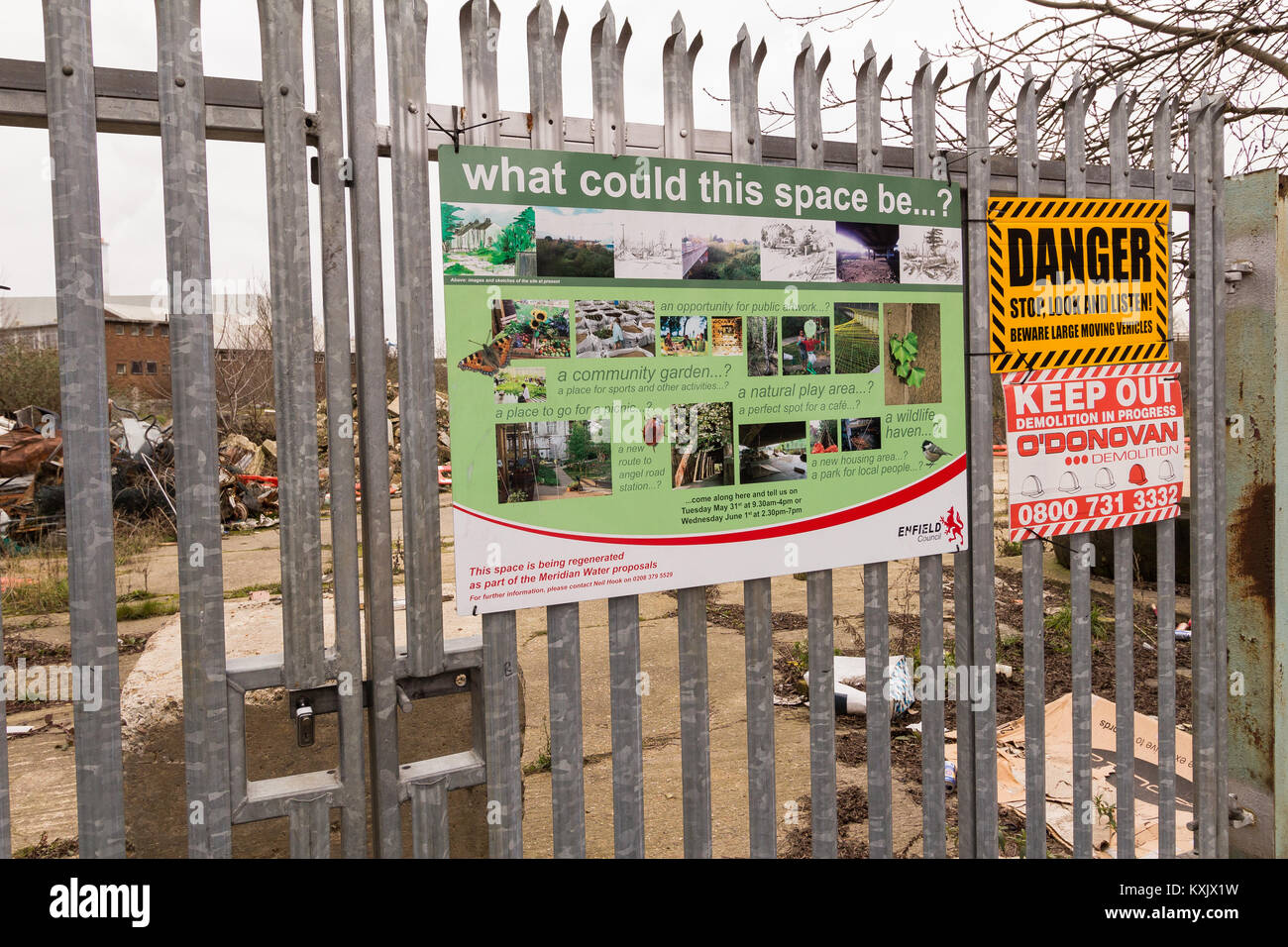 'Before' picture of brownfield land used for flytipping, Edmonton, that Enfield Council will transform to be Angel Gardens. London 2013. See DT-18 for Stock Photo