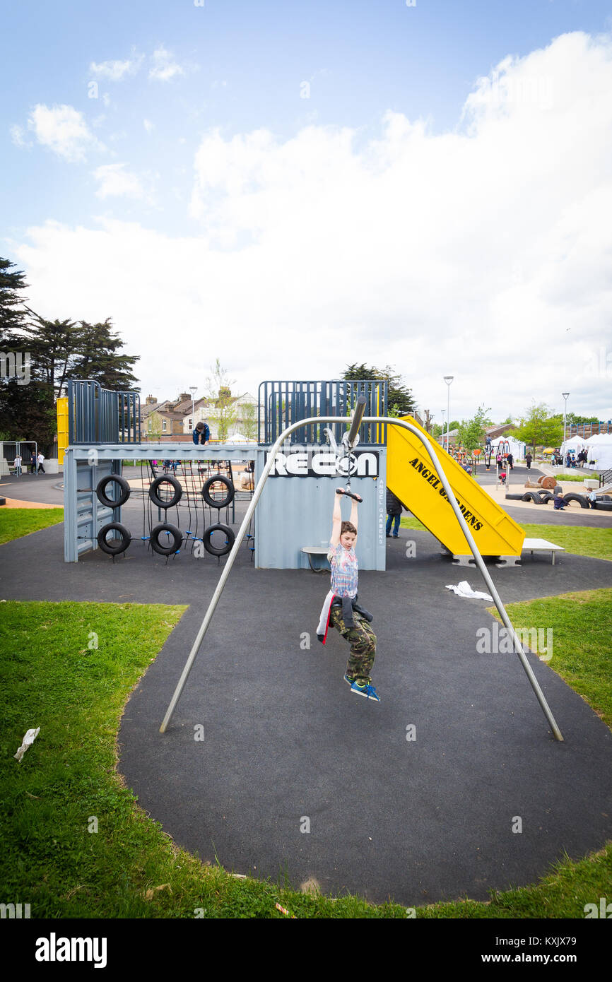 Angel Gardens, Edmonton, playground built on former brownfield land