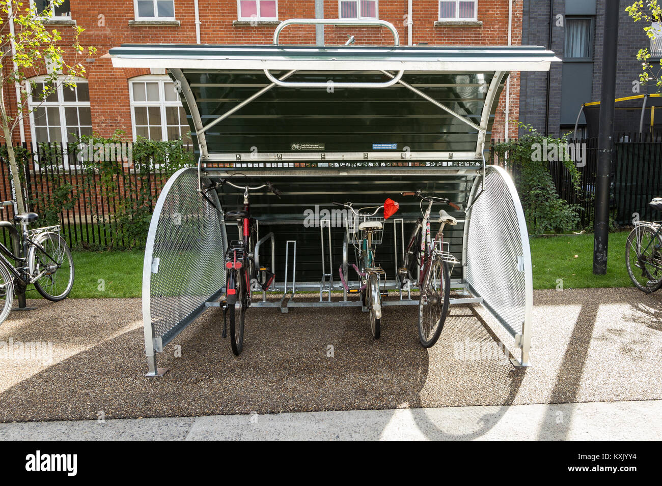 New cycle storage, London Borough of Haringey, London UK Stock Photo